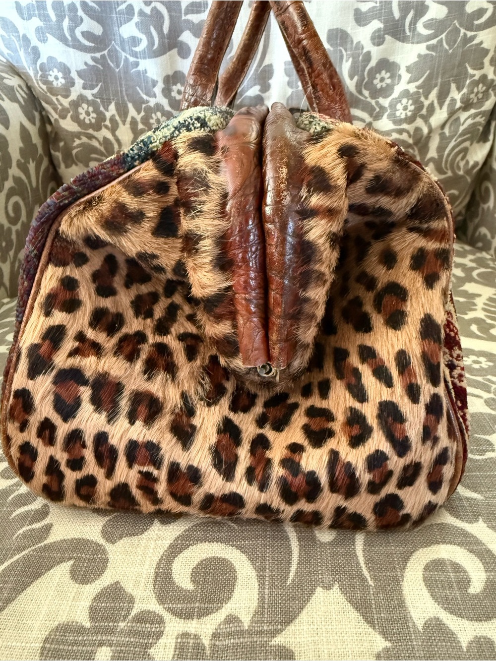 Clever Carriage Company Boho Denim & Croc with Lace & carpet bag style Handbag - Picture 4 of 16
